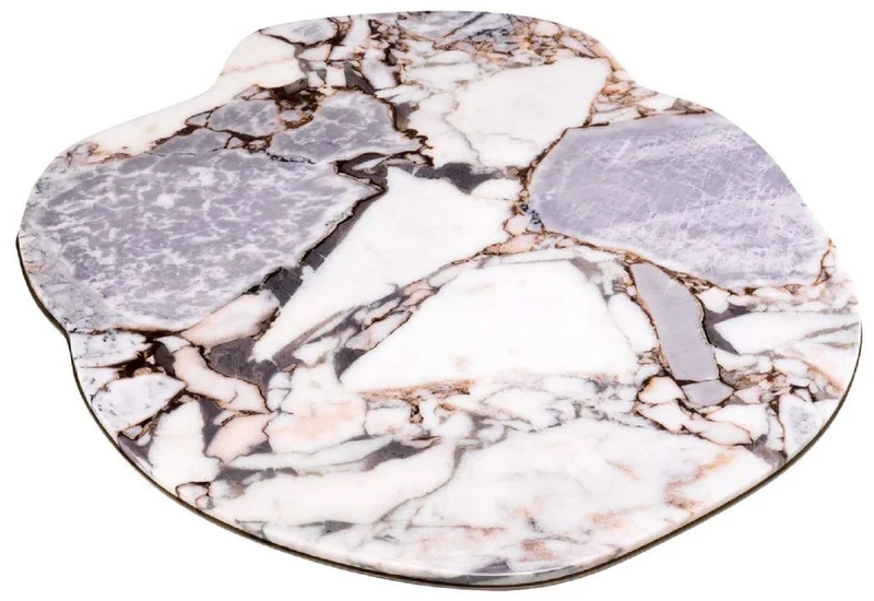 Casa Padrino Luxus Couchtisch Mehrfarbig / Messing 100,5 x 88,5 x H. 37 cm - Edelstahl Wohnzimmertisch mit Marmorplatte - Wohnzimmer Möbel - Luxus Möbel - Wohnzimmer Einrichtung - Luxus Qualität