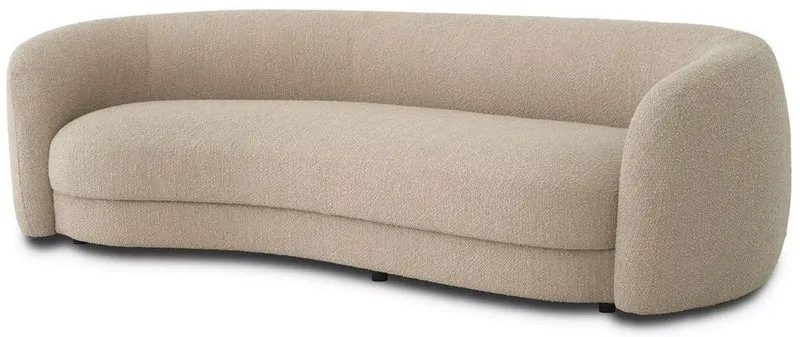 Casa Padrino Luxus Sofa Sandfarben / Schwarz 232 x 95 x H. 70 cm - Gebogenes Wohnzimmer Sofa - Wohnzimmer Möbel - Luxus Möbel - Wohnzimmer Einrichtung - Luxus Einrichtung - Luxus Qualität