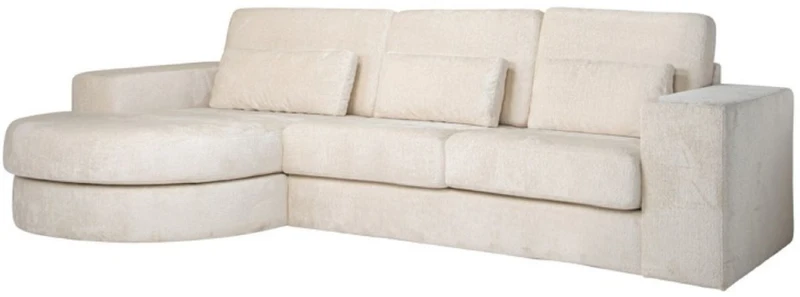 Casa Padrino Luxus Ecksofa Creme 300 x 160 x H. 89 cm - Wohnzimmer Sofa mit Kissen - Wohnzimmer Möbel - Wohnzimmer Einrichtung - Luxus Möbel - Luxus Einrichtung