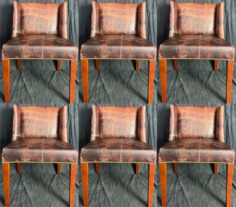 Casa Padrino Luxus Leder Esszimmer Stuhl Set Vintage Dunkelbraun / Braun 56 x 52 x H. 81 cm - Echtleder Küchen Stühle 6er Set - Esszimmer Möbel - Leder Möbel - Luxus Möbel - Luxus Einrichtung