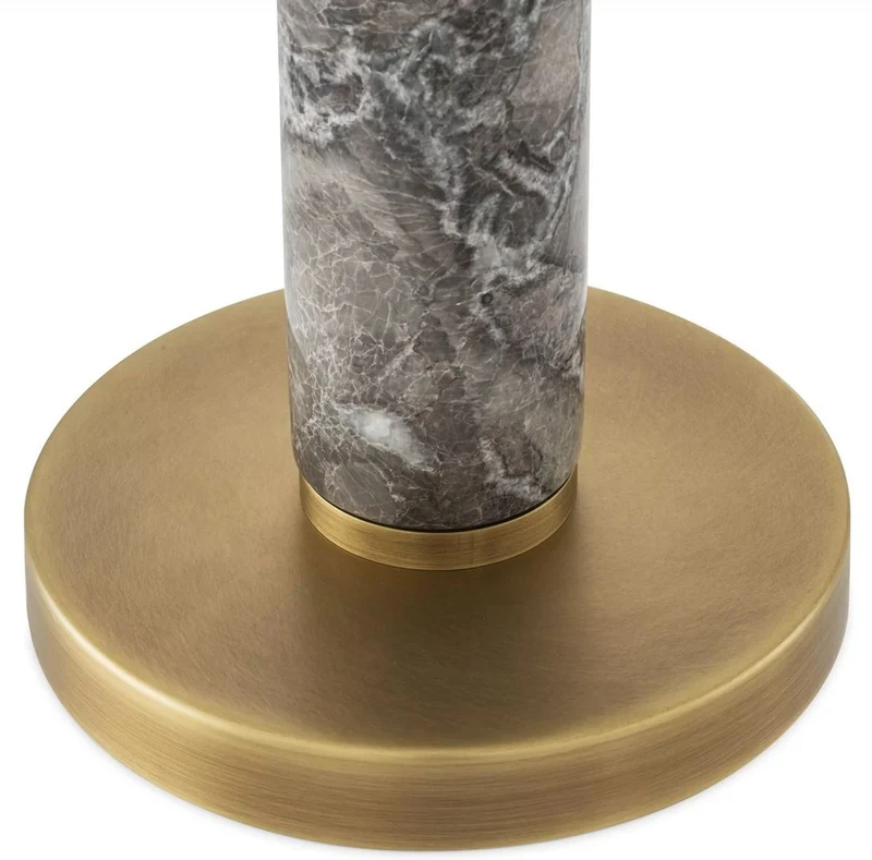 Casa Padrino Luxus Tischleuchte Grau / Antik Messing / Weiß Ø 21 x H. 41 cm - Schreibtischleuchte mit hochwertigem Marmor und Glas Lampenschirm - Luxus Leuchten - Luxus Möbel - Luxus Interior