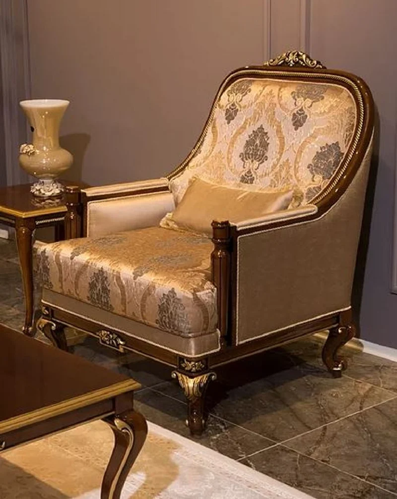 Casa Padrino Luxus Barock Wohnzimmer Set Grau / Braun / Gold - 2 Barock Sofas & 2 Barock Sessel & 1 Barock Couchtisch - Wohnzimmer Möbel im Barockstil - Barock Möbel - Barock Einrichtung
