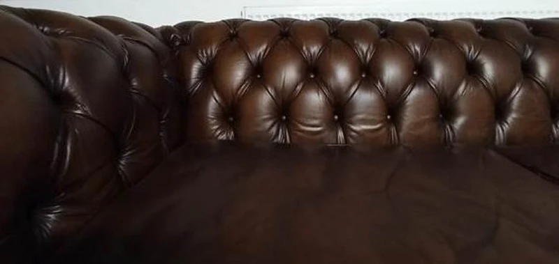 Casa Padrino Luxus Chesterfield Leder Sofa Vintage Dunkelbraun 240 x 100 x H. 80 cm - Echtleder Wohnzimmer Sofa - Wohnzimmer Möbel - Chesterfield Möbel - Luxus Möbel - Luxus Wohnzimmer Einrichtung