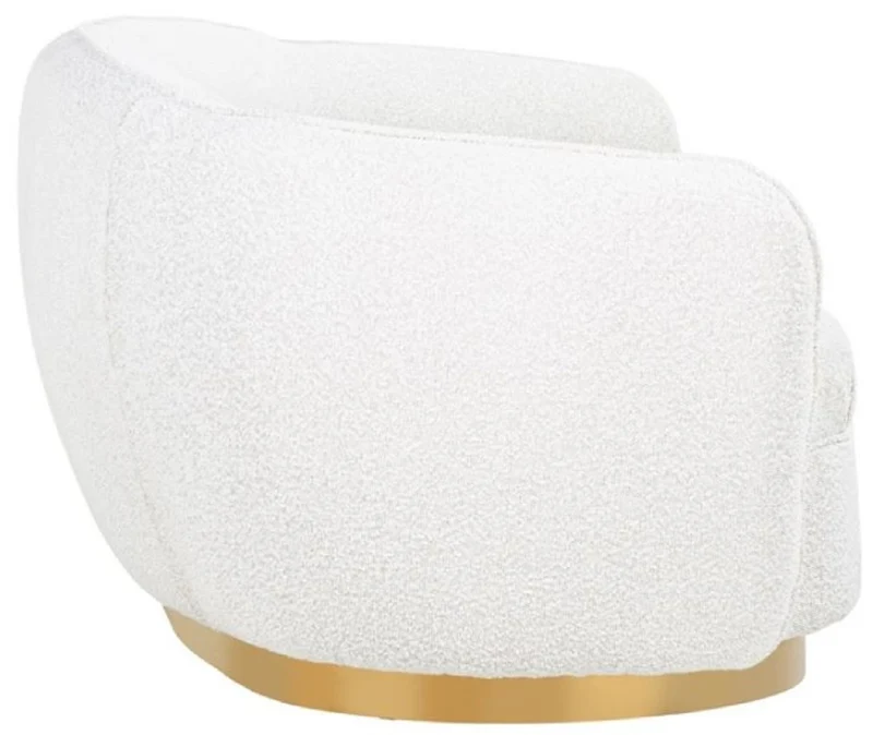 Casa Padrino Luxus Sofa Weiß / Gold 221 x 98 x H. 72 cm - Gebogenes Wohnzimmer Sofa - Wohnzimmer Möbel - Wohnzimmer Einrichtung - Luxus Möbel - Luxus Einrichtung - Möbel Luxus