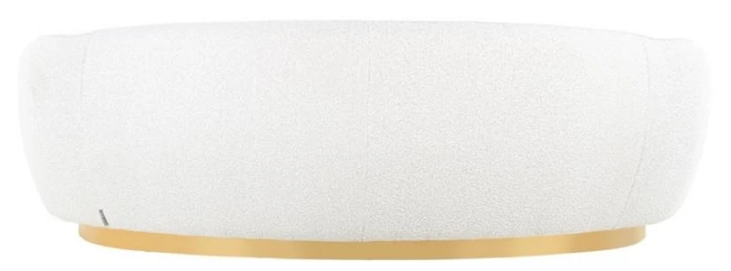 Casa Padrino Luxus Sofa Weiß / Gold 221 x 98 x H. 72 cm - Gebogenes Wohnzimmer Sofa - Wohnzimmer Möbel - Wohnzimmer Einrichtung - Luxus Möbel - Luxus Einrichtung - Möbel Luxus