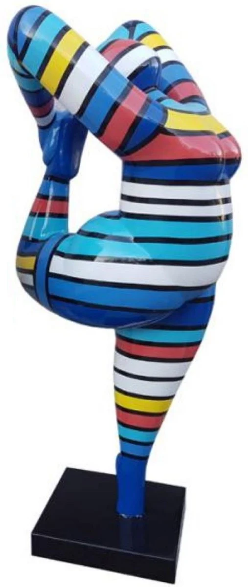 Casa Padrino Luxus Designer Deko Skulptur Frau Mehrfarbig / Schwarz H. 85 cm - Abstrakte Deko Figur - XXL Deko Figur - XXL Deko Skulptur - Wohnzimmer Deko - Garten Deko - Abstrakte Deko Skulpturen