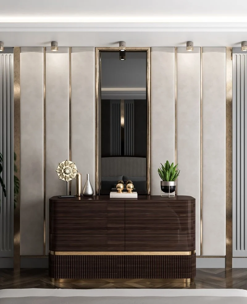 Casa Padrino Luxus Massivholz Kommode mit 6 Schubladen Dunkelbraun / Gold - Schlafzimmer Kommode - Schlafzimmer Möbel - Luxus Möbel - Luxus Einrichtung - Schlafzimmer Einrichtung