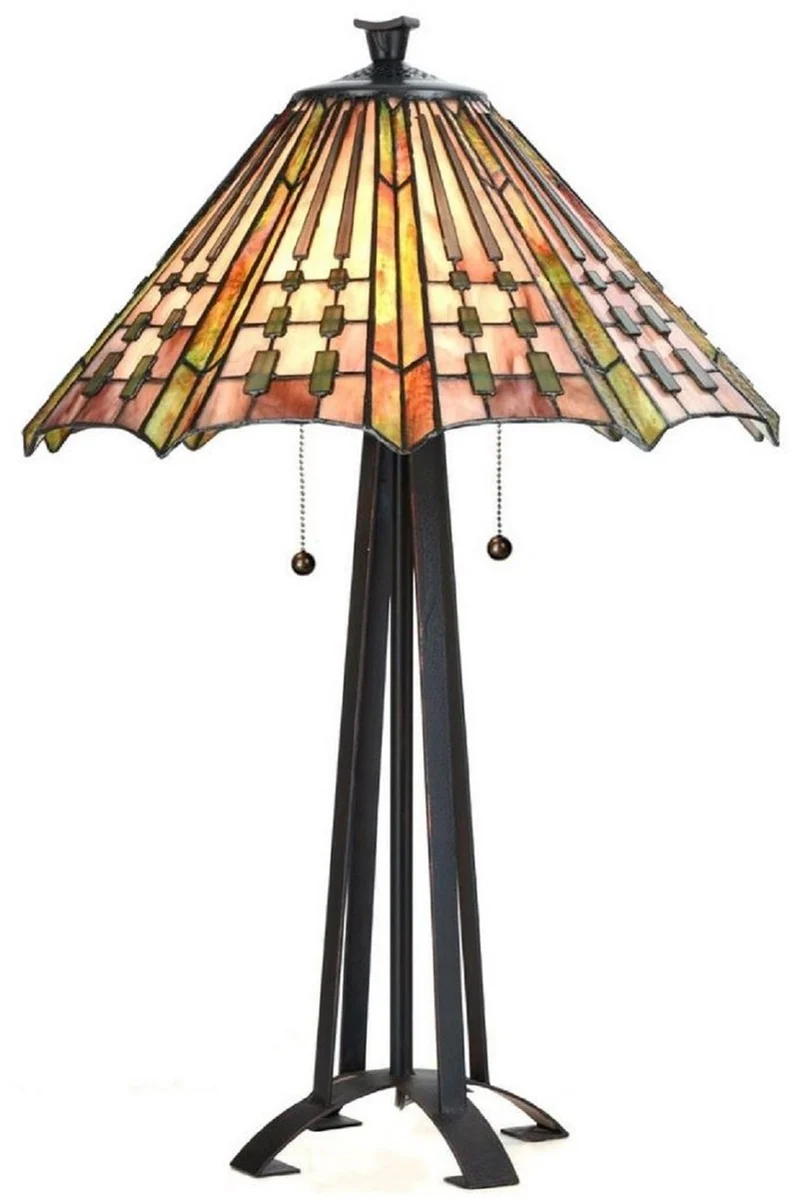 Casa Padrino Luxus Tiffany Tischleuchte Mehrfarbig Ø 50 x H. 76 cm - Tiffany Schreibtischleuchte - Wohnzimmer Deko Leuchte - Scheibtisch Deko Leuchte - Luxus Tiffany Leuchten