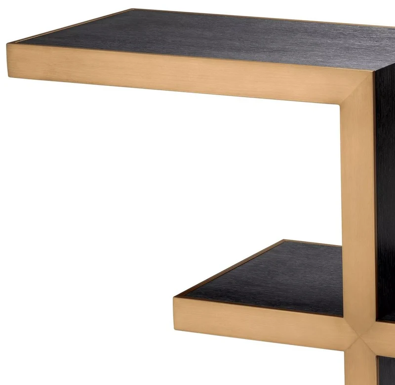 Casa Padrino Luxus Designer Konsole Schwarzgrau / Messing 135 x 35 x H. 75 cm - Rechteckiger Konsolentisch - Wohnzimmer Möbel - Hotel Möbel - Luxus Möbel - Luxus Einrichtung