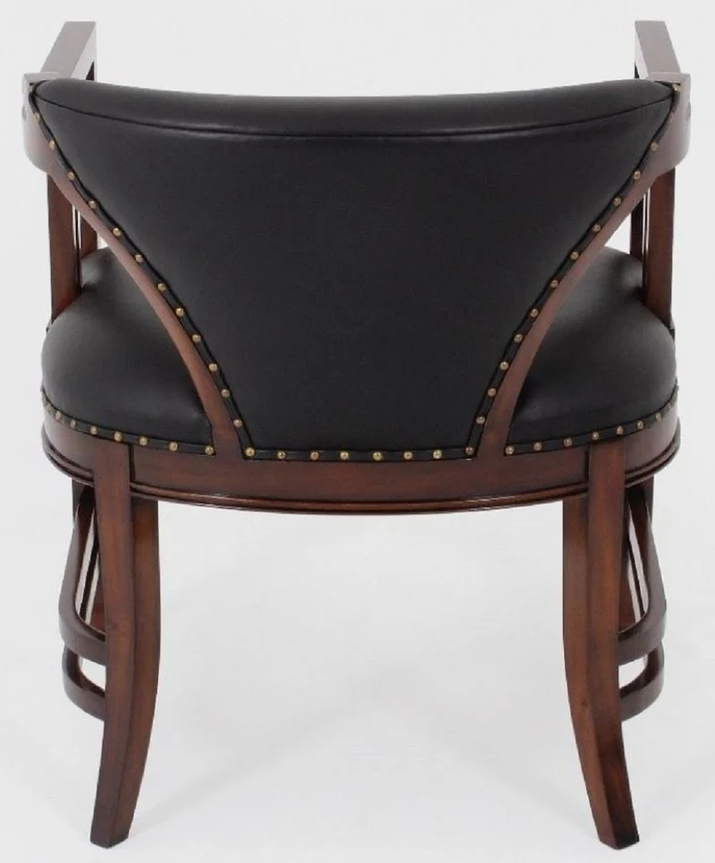 Casa Padrino Luxus Jugendstil Leder Sessel Schwarz / Dunkelbraun - Echtleder Wohnzimmer Sessel - Leder Möbel - Wohnzimmer Möbel - Barock Möbel - Jugendstil Möbel - Luxus Möbel im Jugendstil