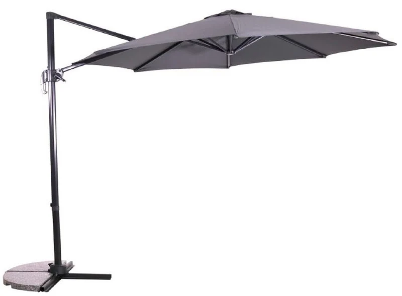 Casa Padrino Luxus Ampelschirm Anthrazit / Grau Ø 300 cm - Sonnenschirm mit Ständer - Garten Sonnenschirm - Terrassen Sonnenschirm - Balkon Sonnenschirm - Garten Terrassen Balkon Accessoires