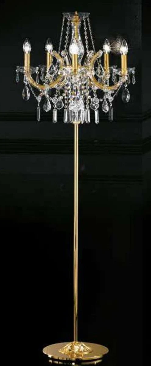 Casa Padrino Luxus Barock Kristall Stehleuchte Gold Ø 55 x H. 185 cm - Prunkvolle Barockstil Stehlampe mit Swarovski Kristallglas - Hotel Möbel - Schloss Möbel - Luxus Qualität - Made in Italy