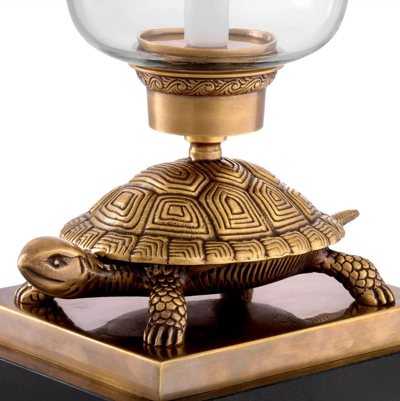 Casa Padrino Luxus Kerzenleuchter Schildkröte Vintage Messing / Schwarz 27 x 20 x H. 53,5 cm - Hotel Accessoires - Restaurant Accessoires - Gastronomie Accessoires - Luxus Qualität