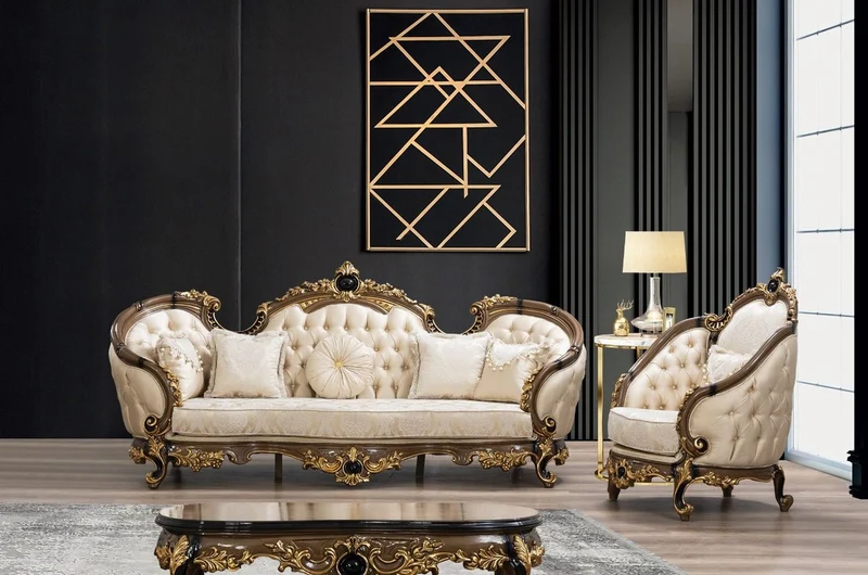 Casa Padrino Luxus Barock Couchtisch Braun / Schwarz / Gold - Handgefertigter Massivholz Wohnzimmertisch - Prunkvolle Massivholz Wohnzimmer Möbel im Barockstil