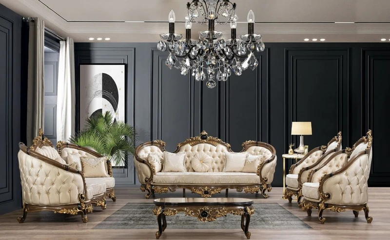 Casa Padrino Luxus Barock Couchtisch Braun / Schwarz / Gold - Handgefertigter Massivholz Wohnzimmertisch - Prunkvolle Massivholz Wohnzimmer Möbel im Barockstil