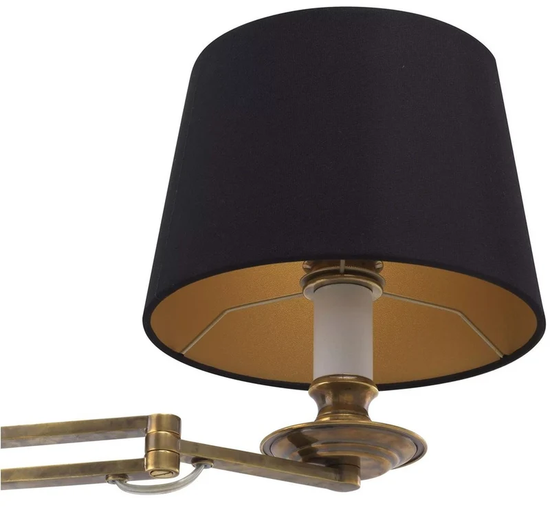 Casa Padrino Luxus Wandleuchte mit Schwenkarm Vintage Messingfarben / Schwarz 22 x 21,5 x H. 27,5 cm - Hotel & Restaurant Leuchte