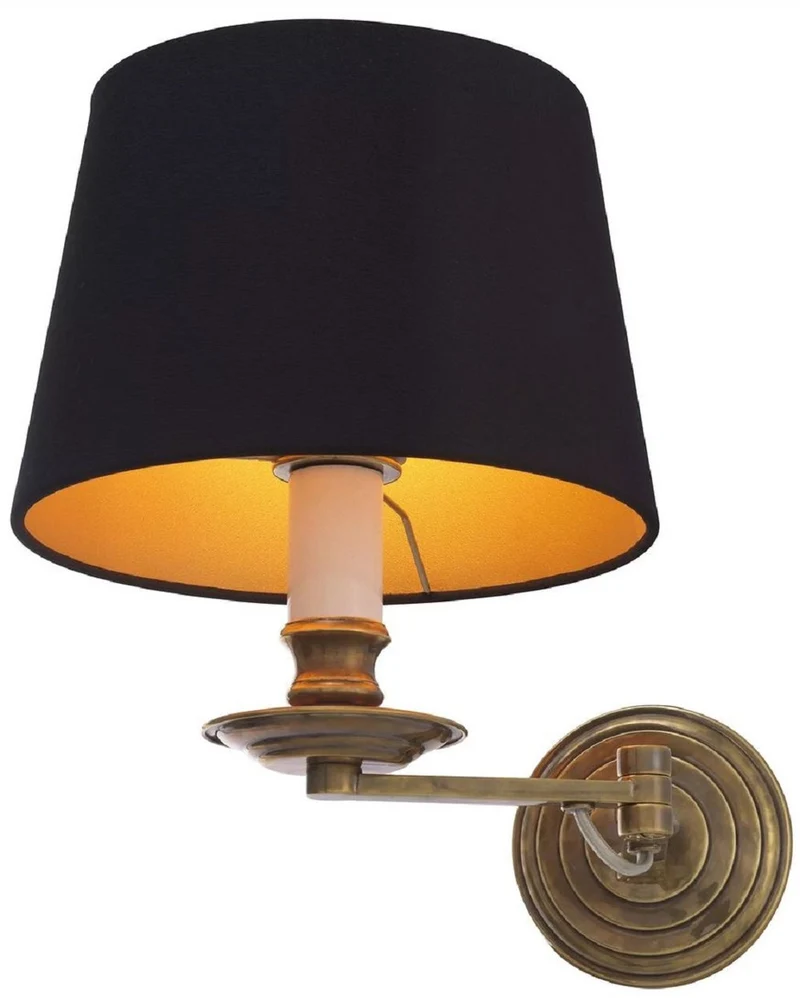 Casa Padrino Luxus Wandleuchte mit Schwenkarm Vintage Messingfarben / Schwarz 22 x 21,5 x H. 27,5 cm - Hotel & Restaurant Leuchte
