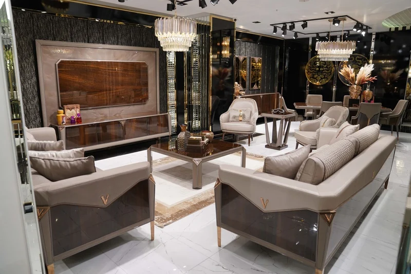 Casa Padrino Luxus Sofa Grau / Dunkelbraun / Kupfer - Wohnzimmer Sofa - Hotel Sofa - Wohnzimmer Möbel - Hotel Möbel - Luxus Möbel - Wohnzimmer Einrichtung - Luxus Einrichtung - Luxus Qualität