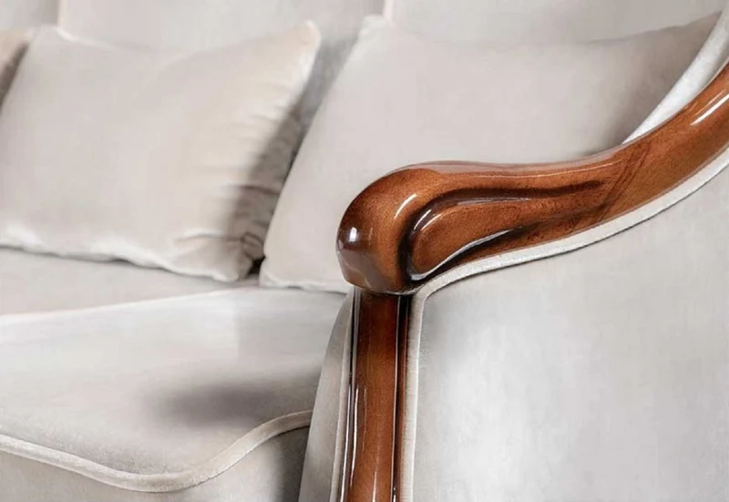 Casa Padrino Luxus Jugendstil Sofa Grau / Dunkelbraun Hochglanz 202 x 85 x H. 100 cm - Elegantes Wohnzimmer Sofa - Wohnzimmer Möbel - Luxus Möbel im Jugendstil - Barock & Jugendstil Möbel