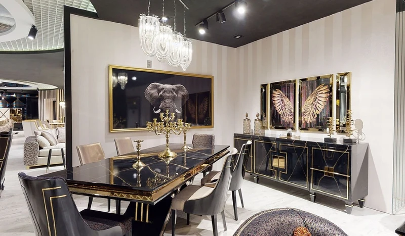 Casa Padrino Luxus Art Deco Esszimmer Stuhl Set Schwarz / Gold - Küchen Stühle 6er Set - Art Deco Esszimmer Möbel - Luxus Qualität