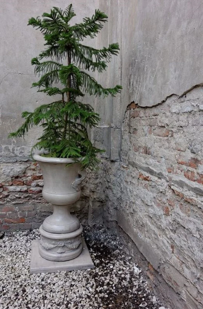 Casa Padrino Barock Garten Deko Blumentopf Grau Ø 54 x H. 77 cm - Prunkvoller Pflanzentopf im Barockstil - Barock Garten & Terrassen Deko Accessoires