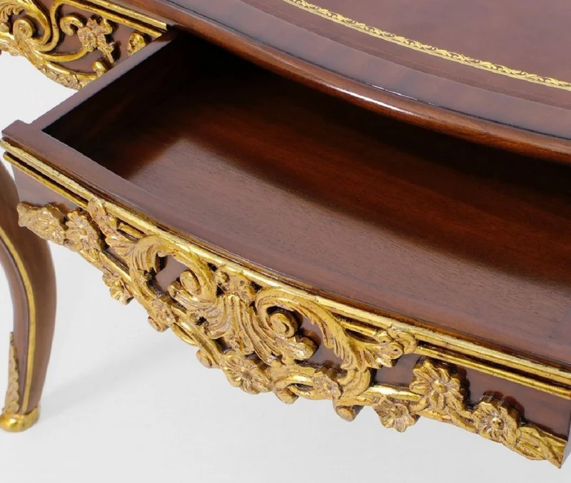 Casa Padrino Luxus Barock Schreibtisch mit Schublade Braun / Gold - Prunkvoller Bürotisch im Barockstil - Barock Büromöbel - Barockstil Büro Möbel - Luxus Möbel im Barockstil - Barock Einrichtung