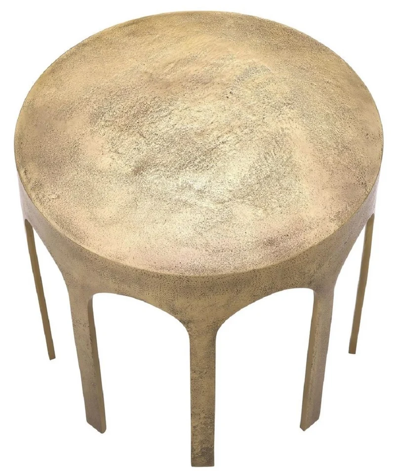 Casa Padrino Luxus Beistelltisch Vintage Messing Ø 55 x H. 50 cm - Runder Aluminium Tisch - Aluminium Möbel - Wohnzimmer Möbel - Luxus Möbel - Luxus Einrichtung - Wohnzimmer Einrichtung