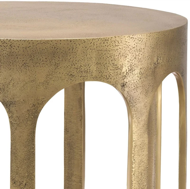 Casa Padrino Luxus Beistelltisch Vintage Messing Ø 55 x H. 50 cm - Runder Aluminium Tisch - Aluminium Möbel - Wohnzimmer Möbel - Luxus Möbel - Luxus Einrichtung - Wohnzimmer Einrichtung