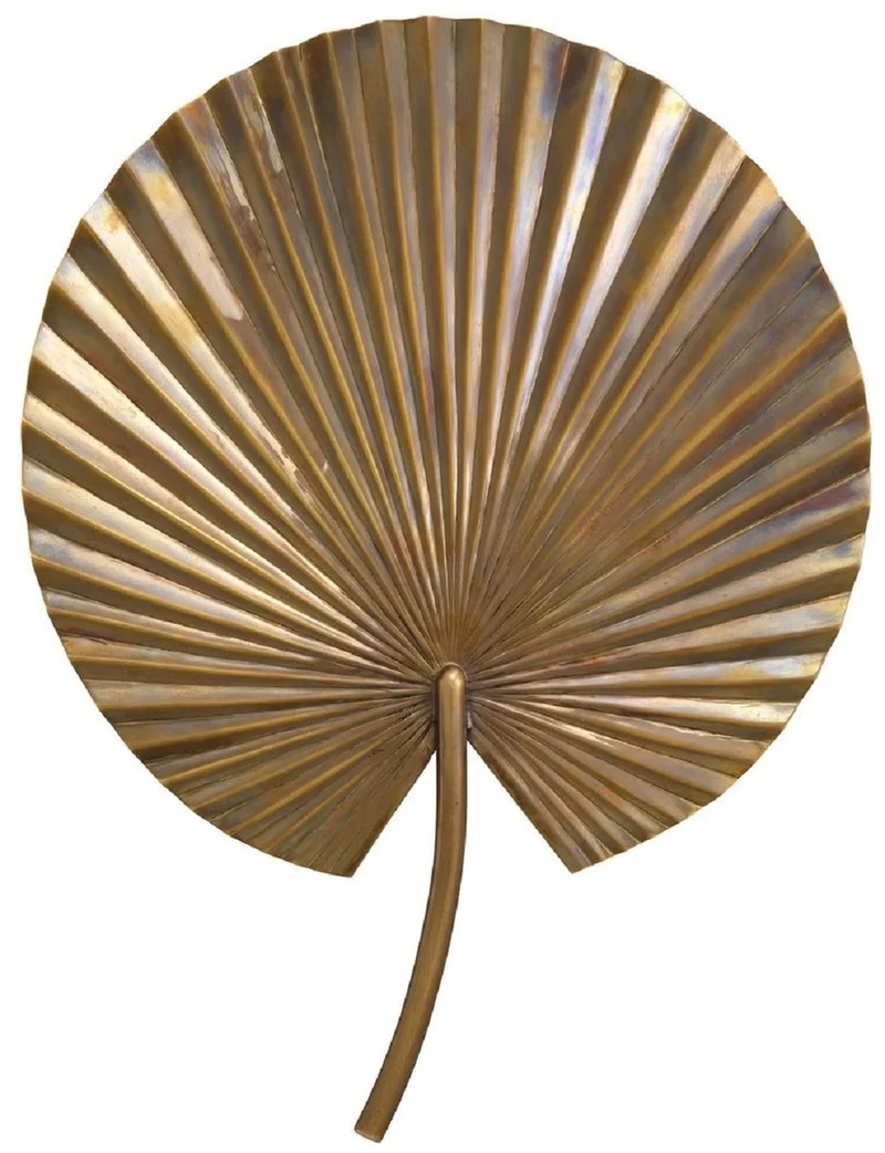 Casa Padrino Luxus Wandleuchte Vintage Messing 30,5 x 8,5 x H. 40 cm - Messing Wandlampe im Palmenblatt Design - Hotel & Restaurant Leuchte