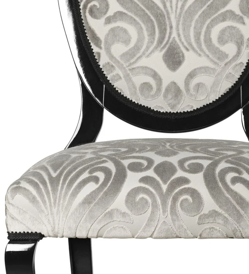 Casa Padrino Luxus Jugendstil Esszimmerstuhl 6er Set Grau / Schwarz 51 x 48 x H. 106 cm - Elegante Küchenstühle mit Muster - Barock & Jugendstil Esszimmer Möbel - Luxus Qualität