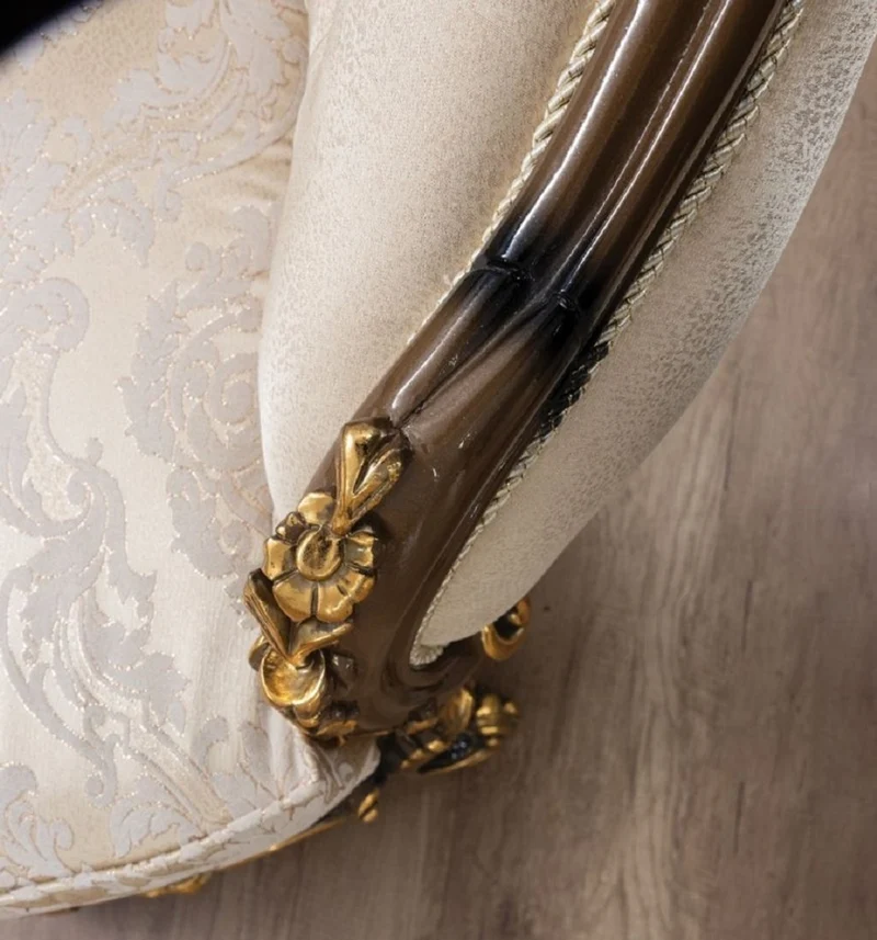 Casa Padrino Luxus Barock Sessel Gold / Braun / Schwarz / Gold - Prunkvoller Wohnzimmer Sessel mit elegantem Muster - Barock Wohnzimmer & Hotel Möbel - Edel & Prunkvoll