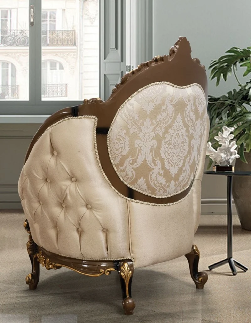 Casa Padrino Luxus Barock Sessel Gold / Braun / Schwarz / Gold - Prunkvoller Wohnzimmer Sessel mit elegantem Muster - Barock Wohnzimmer & Hotel Möbel - Edel & Prunkvoll