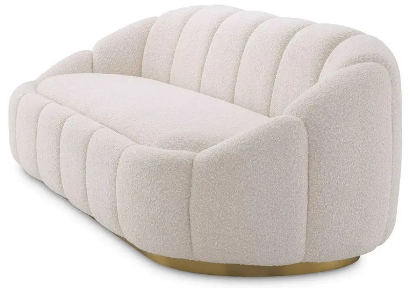 Casa Padrino Luxus Sofa Creme / Messing 230 x 80 x H. 71 cm - Wohnzimmer & Hotel Sofa - Wohnzimmer & Hotel Möbel - Luxus Kollektion