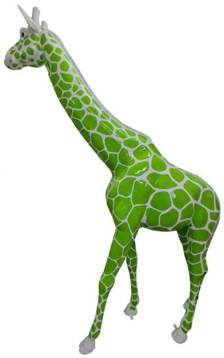 Casa Padrino Luxus Deko Skulptur Giraffe Grün / Grau H. 320 cm - Riesige Gartenskulptur - Lebensgroße Skulptur - XXL Deko Skulptur - XXL Deko Figur - XXL Tierfigur - Luxus Garten Deko