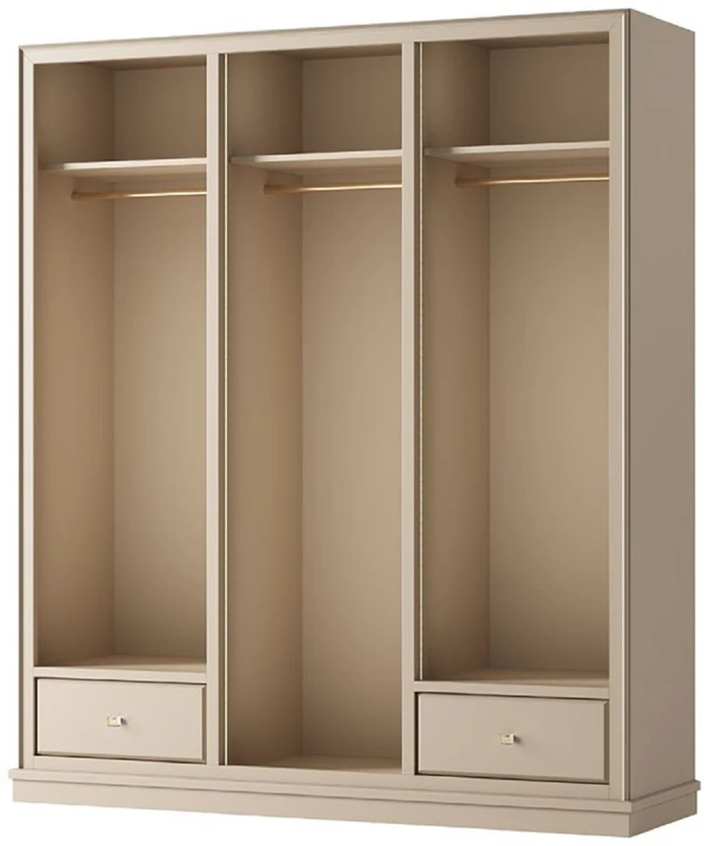 Casa Padrino Luxus Kleiderschrank Beige 200 x 60 x H. 230 cm - Offener Schlafzimmer Schrank - Schlafzimmer Möbel - Hotel Möbel - Schlafzimmer Einrichtung - Luxus Möbel - Luxus Einrichtung