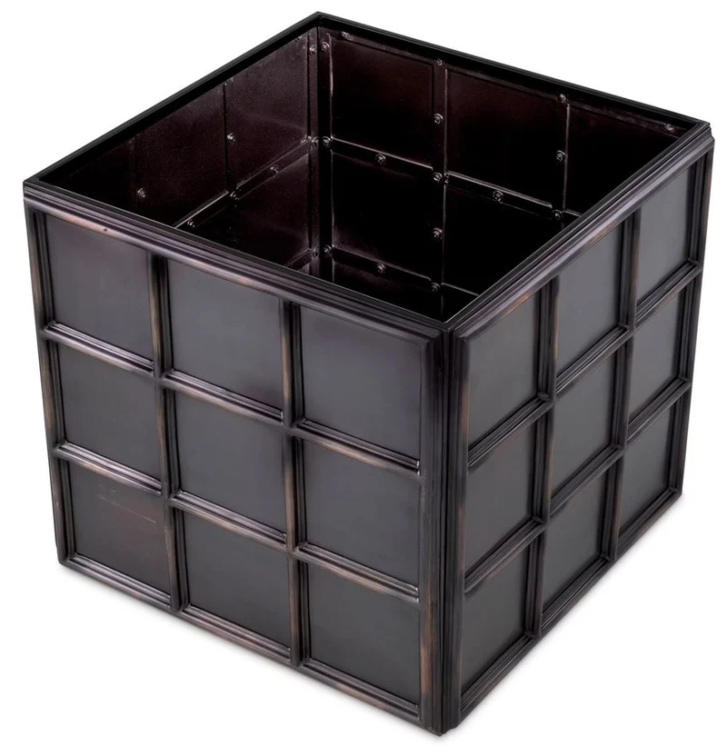Casa Padrino Luxus Blumentopf Antik Bronze 67,5 x 67,5 x H. 61 cm - Quadratischer Edelstahl Pflanzentopf - Wohnzimmer Deko - Büro Deko - Deko Accessoires - Luxus Deko - Luxus Qualität