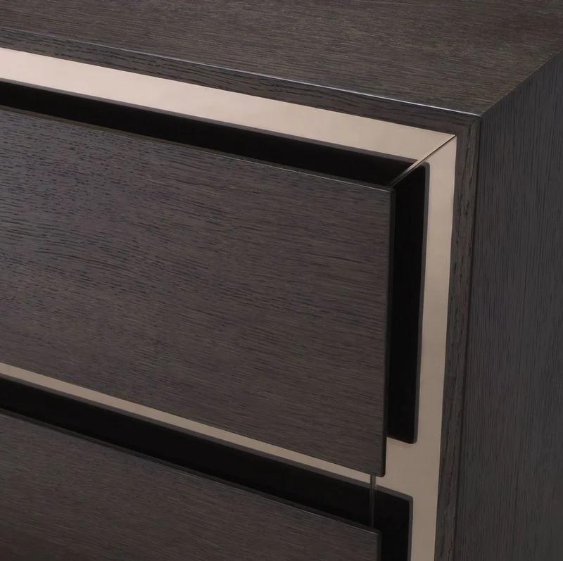 Casa Padrino Luxus Massivholz Kommode mit 4 Schubladen Mokka / Bronze 100 x 46 x H. 100 cm - Schlafzimmer Kommode - Schlafzimmer Möbel - Luxus Möbel - Luxus Einrichtung - Möbel Luxus