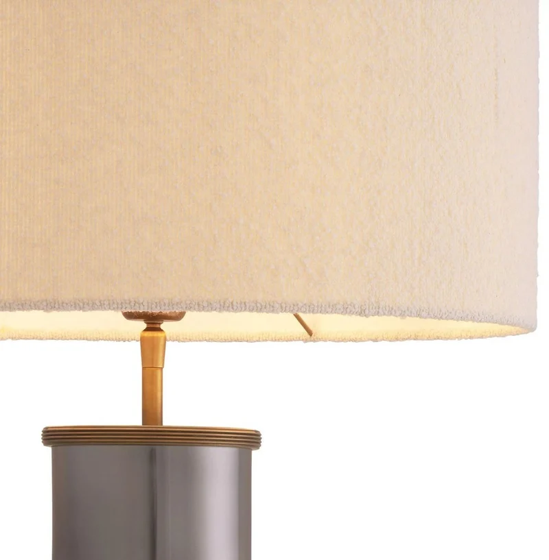 Casa Padrino Luxus Tischleuchte Vintage Messing / Schwarz Nickel / Creme Ø 45 x H. 76 cm - Runde Schreibtischleuchte - Luxus Tischleuchten - Luxus Möbel - Luxus Qualität