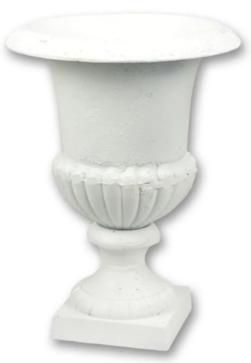 Casa Padrino Barock Garten Deko Blumentopf Weiß H. 43 cm - Prunkvoller Pflanzentopf im Barockstil - Barock Garten & Terrassen Deko Accessoires