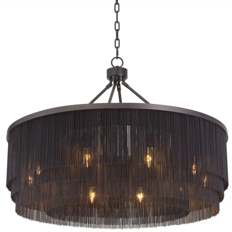 Casa Padrino Luxus Stahl Kronleuchter Bronzefarben Ø 90 x H. 61 cm - Runder Hotel & Restaurant Kronleuchter - Luxus Qualität