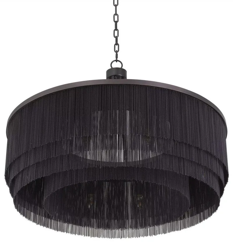 Casa Padrino Luxus Stahl Kronleuchter Bronzefarben Ø 90 x H. 61 cm - Runder Hotel & Restaurant Kronleuchter - Luxus Qualität