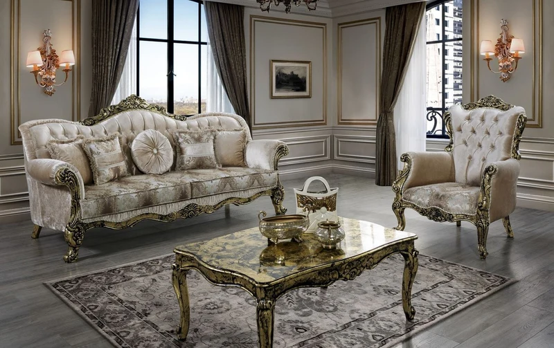 Casa Padrino Luxus Barock Couchtisch Gold / Schwarz - Handgefertigter Massivholz Wohnzimmertisch - Prunkvolle Massivholz Wohnzimmer Möbel im Barockstil
