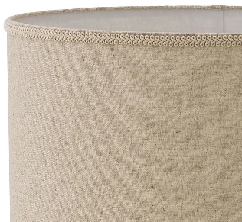 Casa Padrino Luxus Keramik Tischleuchte Weiß / Antik Messingfarben / Beige Ø 46 x H. 64,5 cm - Moderne Tischlampe mit Lampenschirm - Luxus Kollektion