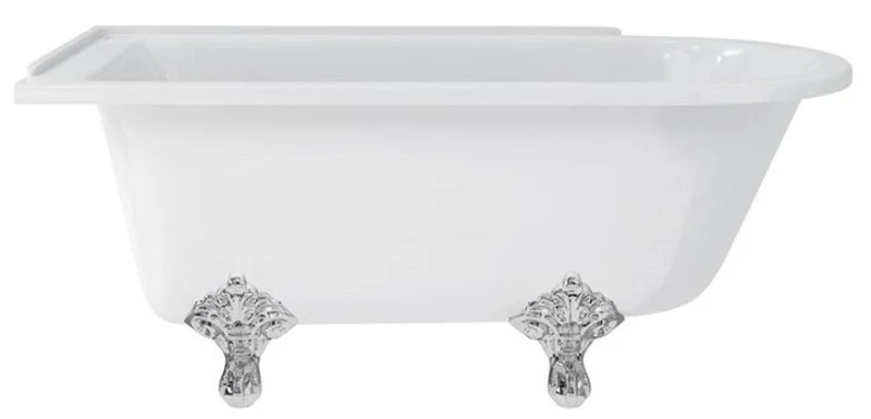 Casa Padrino Luxus Jugendstil Badewanne Weiß / Silber 150 x 75 x H. 65 cm - Freistehende Retro Acryl Badewanne - Nostalgische Retro Badezimmer Möbel