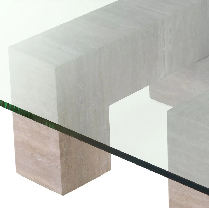 Casa Padrino Luxus Travertin Couchtisch Beige 100 x 100 x H. 32 cm - Quadratischer Naturstein Wohnzimmertisch mit Glasplatte - Wohnzimmer Möbel - Luxus Möbel - Luxus Einrichtung