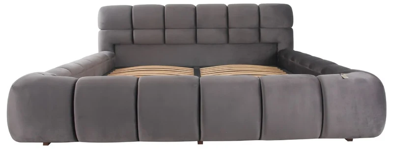 Casa Padrino Luxus Doppelbett Grau - Verschiedene Größen - Modernes Bett mit Kopfteil und Lattenrost - Moderne Schlafzimmer Möbel