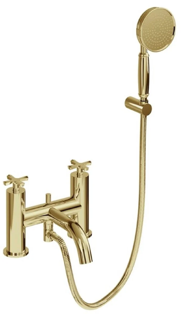 Casa Padrino Luxus Badewannenarmatur Gold - Messing Badewannen Armatur mit Handbrause - Luxus Badezimmer Zubehör