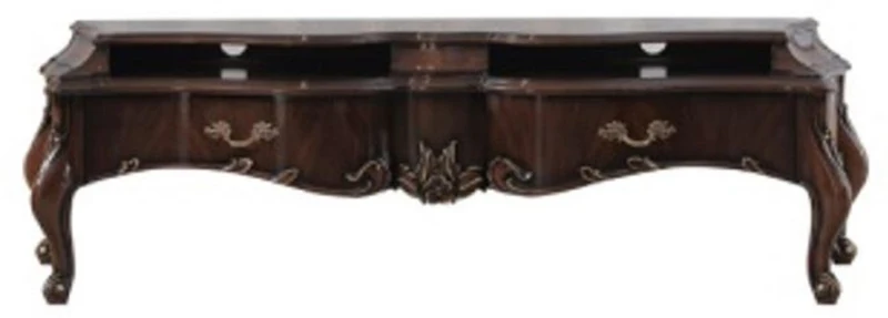Casa Padrino Luxus Barock TV Schrank Dunkelbraun - Handgefertigtes Massivholz Sideboard mit 2 Schubladen - Barock Möbel - Edel & Prunkvoll