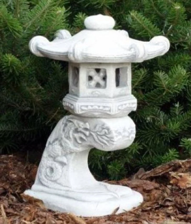 Casa Padrino Garten Leuchte im Japanischen Stil Weiß 24 x 24 x H. 32 cm - Kleine Garten & Terrassen Leuchte - Wetterbeständige Garten Laterne - Garten Terrassen Beleuchtung