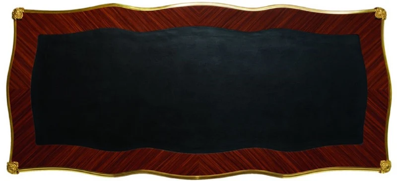 Casa Padrino Luxus Barock Schreibtisch mit 5 Schubladen Dunkelbraun / Schwarz / Gold - Prunkvoller handgefertigter Massivholz Bürotisch - Barock Büromöbel - Luxus Qualität - Made in Italy